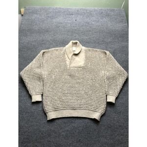 Quill's Woollen Market Sweater Mens Large Wool Waffle Knit Pullover Ireland